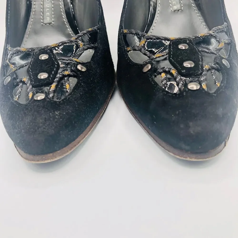 Vintage Proenza Schouler Black Suede Classic Dark Academia Pump‎ 8.5